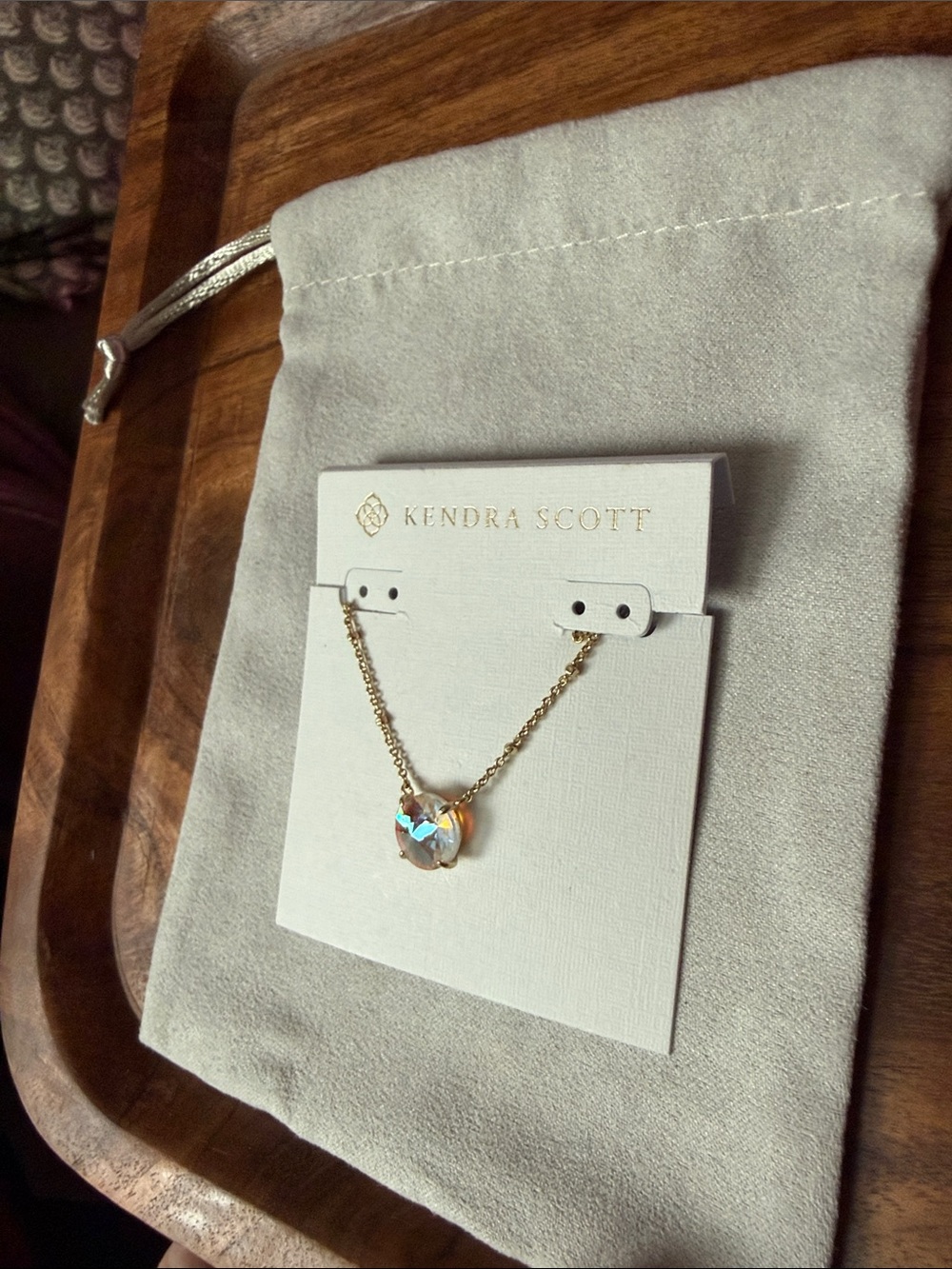 Kendra Scott Jolie Gold Necklace with Iridescent Crystal Pendant